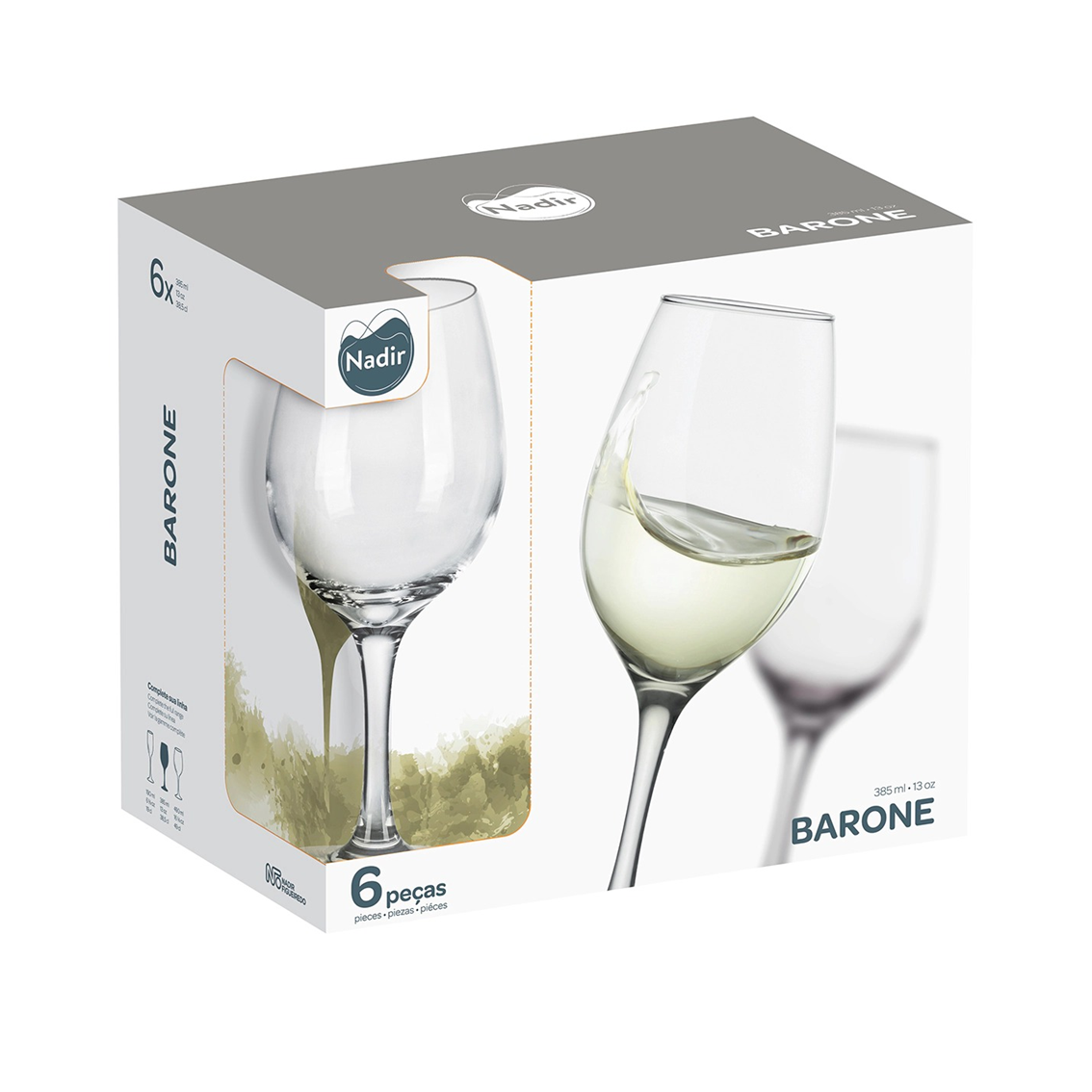 TAÇA VINHO NADIR BARONE 385ML 6PCS