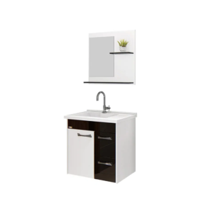BALCÃO AJ RORATO KIT GENOVA SUSPENSO 2 GAVETAS + ESPELHO + PIA 55,4CM PR 528615